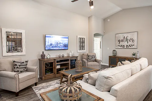 Gathering room in the new Parker model home at Ridgewood