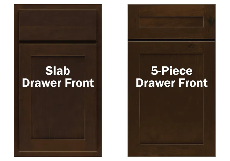 Slab drawer front vs 5-piece drawer front cabinets