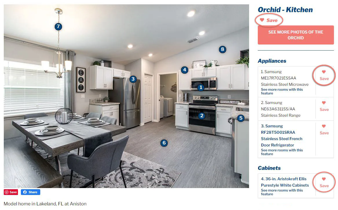 Save your favorite rooms and features in the Inspiration Gallery