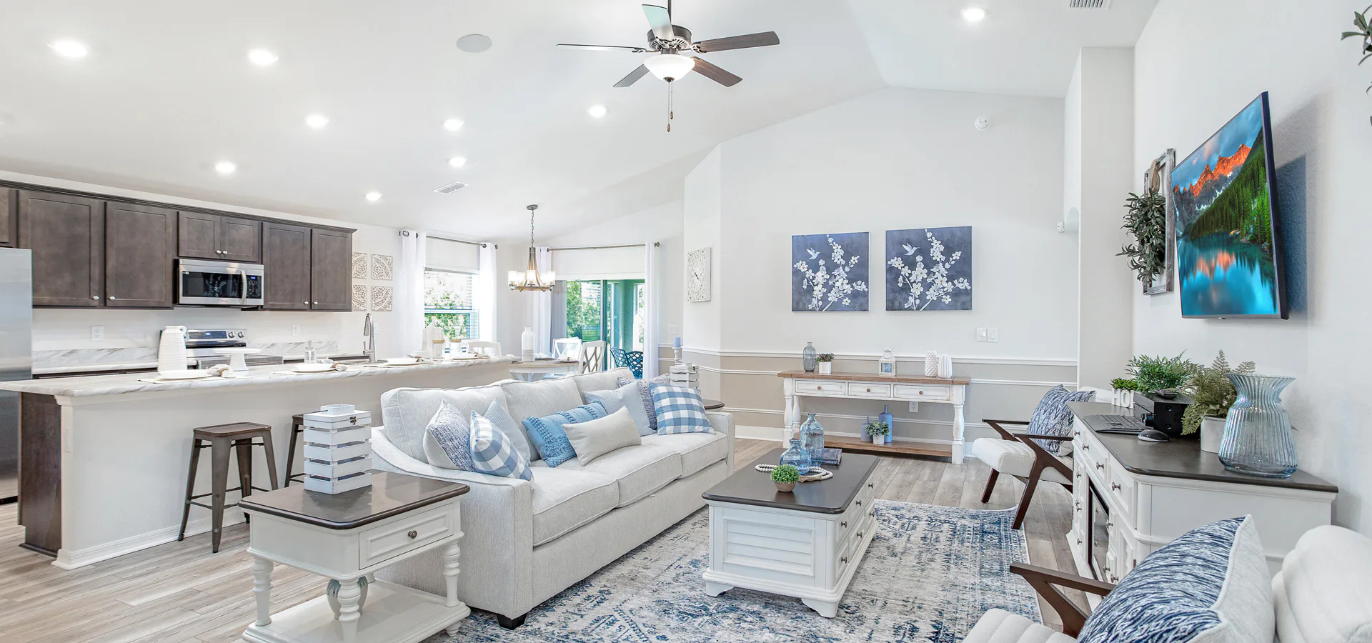 Welcoming and open living area in the Raychel, a new home plan by Highland Homes